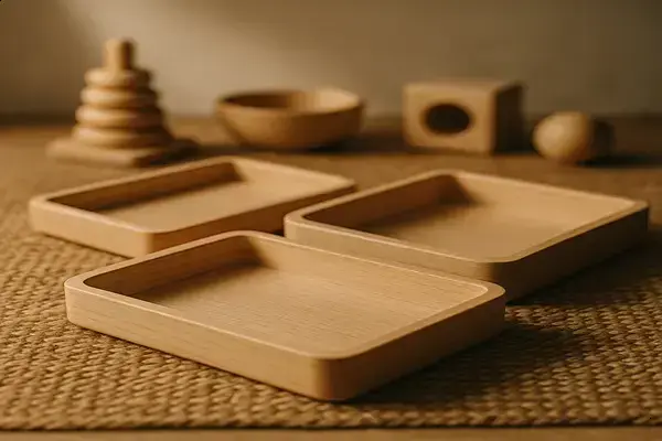 Bandejas Montessori Minimalistas para Atividades de Vida Prática