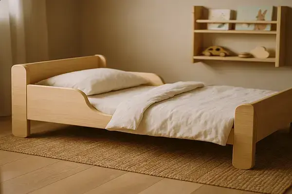 Camas Montessori de Madeira Clara para Quartos Minimalistas