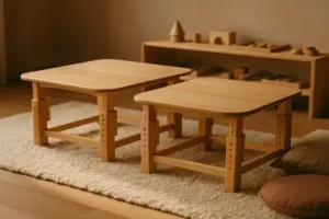 Mesas Montessori Ajustáveis para Ambientes Infantis Pequenos