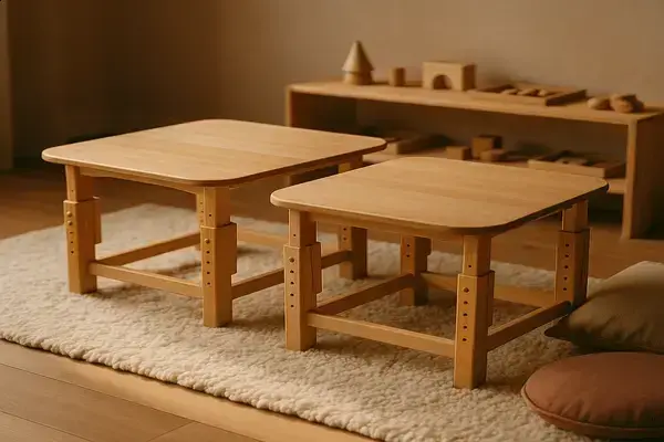 Mesas Montessori Ajustáveis para Ambientes Infantis Pequenos